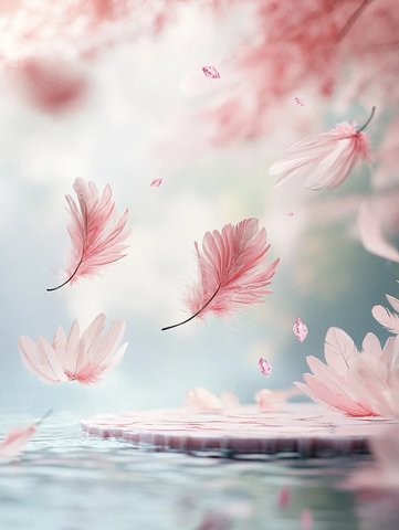 浮动平台水晶羽毛飘落