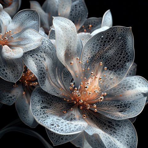 奇幻花朵群簇黑色背景