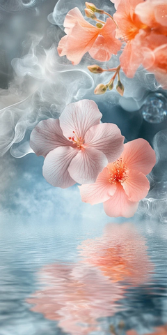 水雾中高雅花朵图案