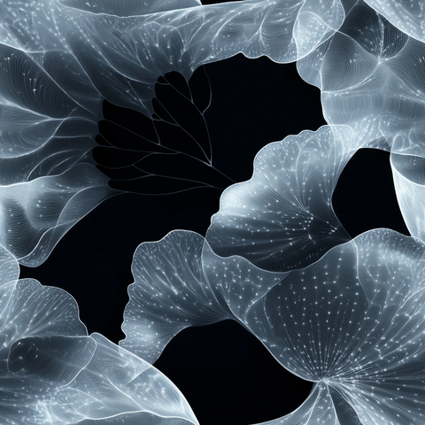 莲叶抽象图案墨绘