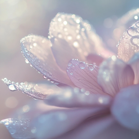 晨露覆盖的柔嫩花瓣