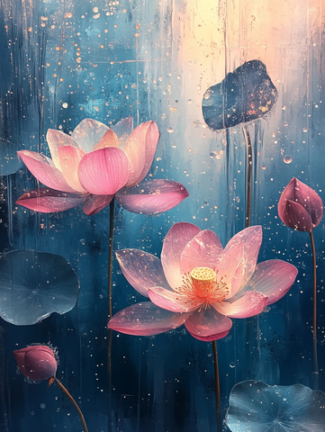 冰墙后水花与叶子