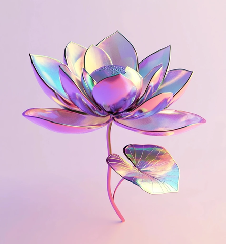 三叶莲花金属质感数字艺术