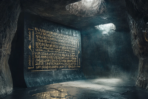 山洞内带有神秘文字的石壁