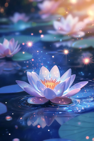 紫色莲花蓝水闪耀