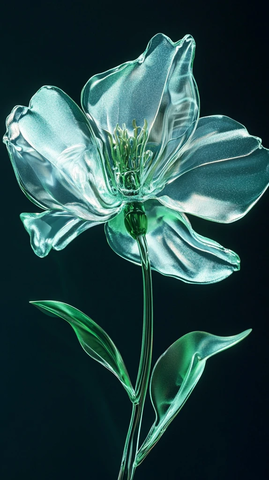 玻璃质感绿光花朵