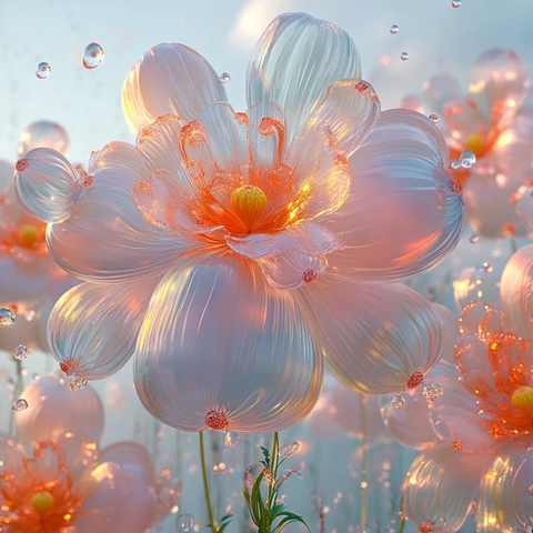 飞翔的充气花朵与水滴