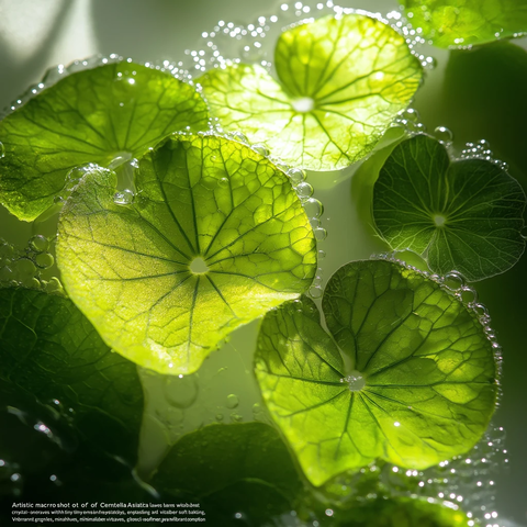 水下积雪草叶纹理特写