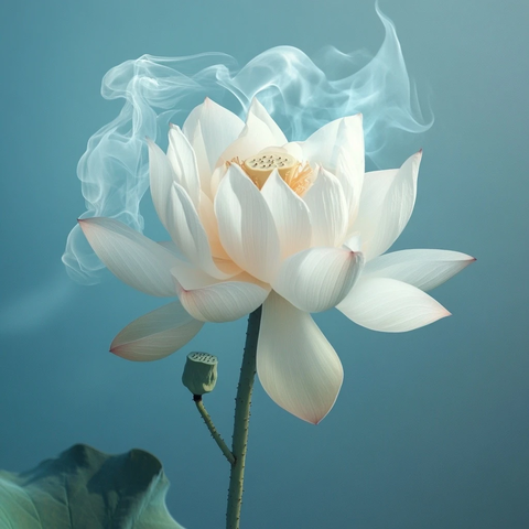 莲花云朵植物茎叶