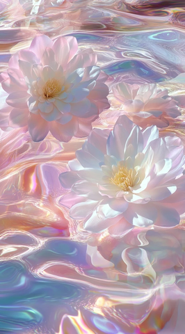 虹彩色花朵水波纹效果