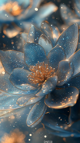 闪耀蓝金渐变木兰花