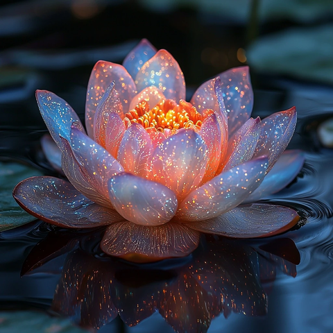 莲花湖中漂浮的欧泊花