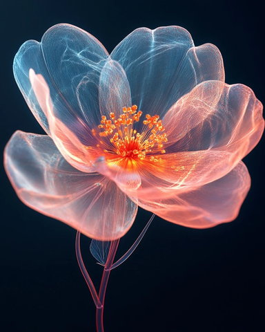 荧光花朵黑色背景