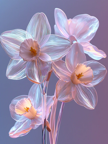 玻璃水仙花透明光影