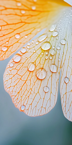 雨滴花瓣水珠折射