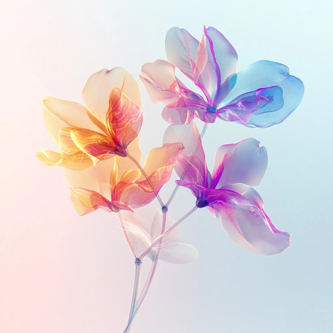 荧光花朵白色背景