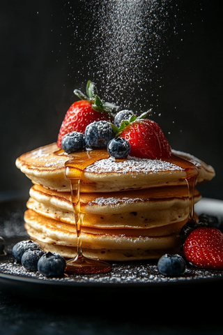 蓝莓草莓糖粉堆叠