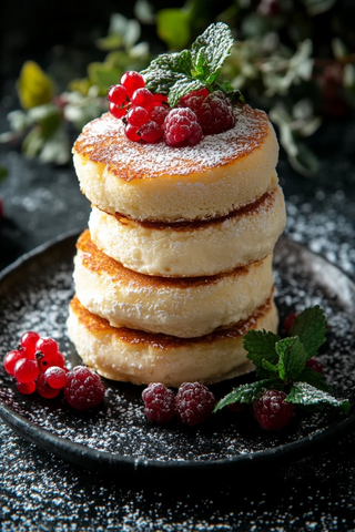 奶酪薄饼配浆果与薄荷