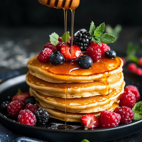 蜂蜜松饼搭配浆果装饰