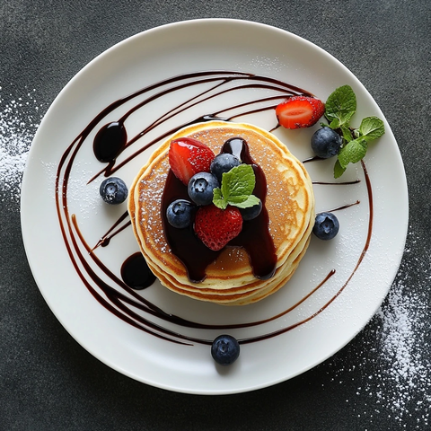 白色盘子上的美味煎饼