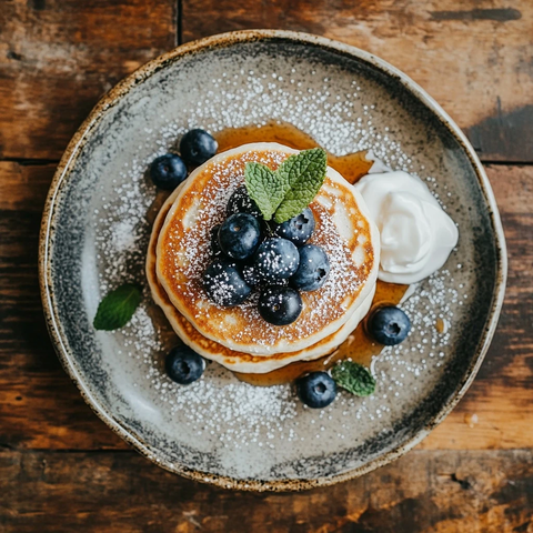蓝莓蛋白松饼配希腊酸奶