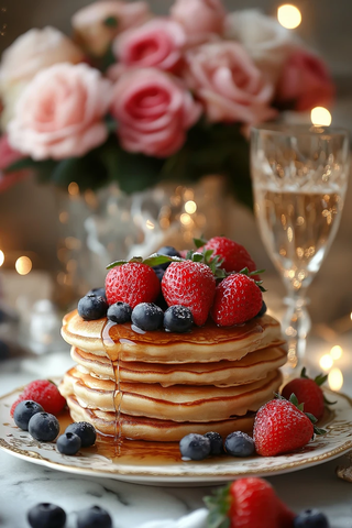 草莓蓝莓甜点摆盘