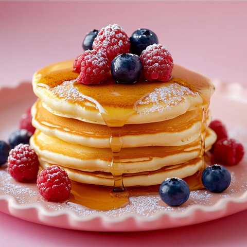 蓝莓覆盆子松饼淋枫糖浆