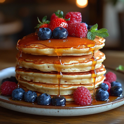 金黄色煎饼果子与鲜果搭配