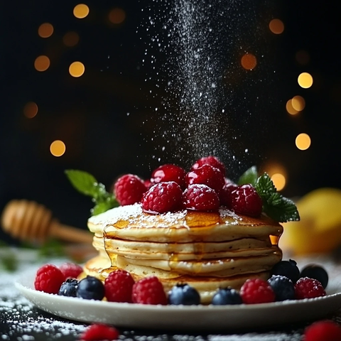 蓝莓覆盆子蜂蜜薄饼