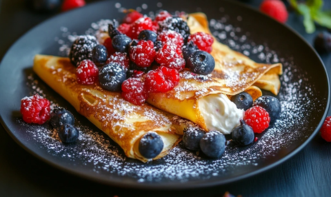 奶油奶酪薄饼配浆果