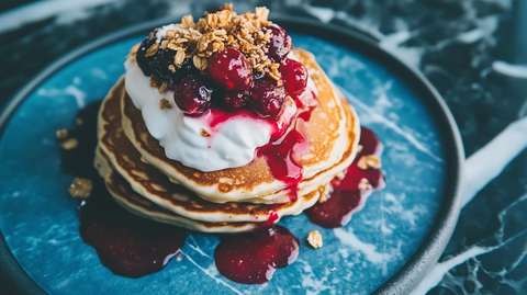 三层松饼搭配酸奶浆果