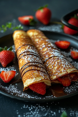 卷草莓酱奶油摆盘