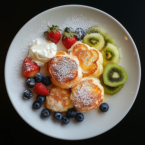 蓝莓酸奶酪配草莓猕猴桃切片