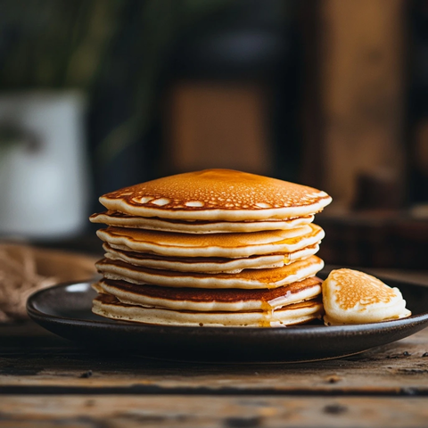 金色煎饼堆叠盘边单片