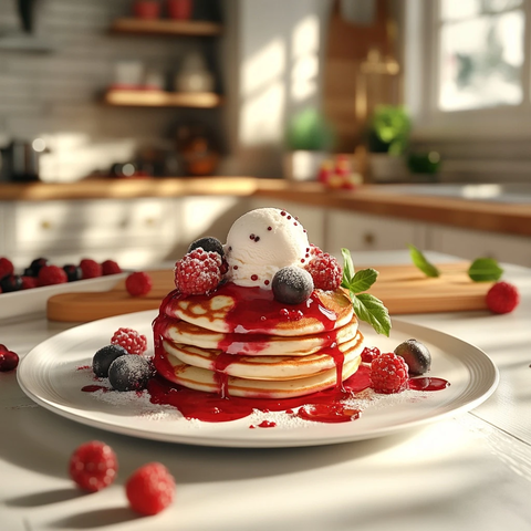 莓果蛋白松饼配冰淇淋