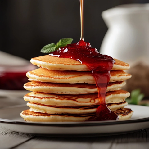 香煎松软堆叠蓝莓浆果蜜糖卷