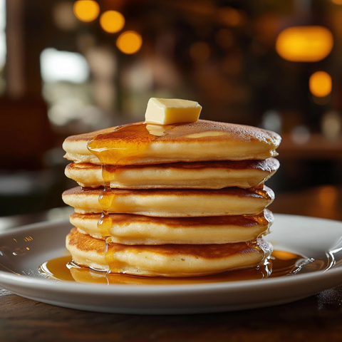 五张煎饼堆叠白色盘子