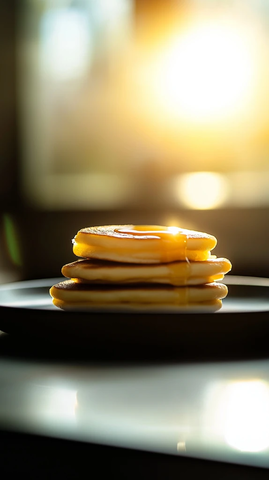 三块蜂蜜淋蘸热蛋糕