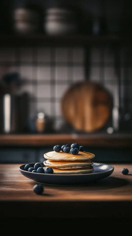 蓝莓松饼静物摆盘