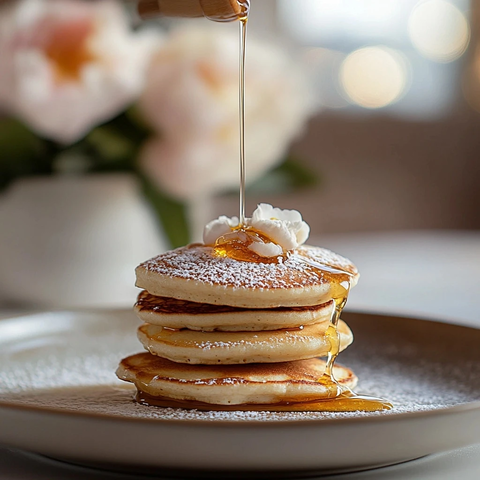 蜂蜜松饼与粉糖装饰