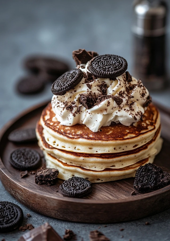 巧克力奶油松饼配奥利奥脆片