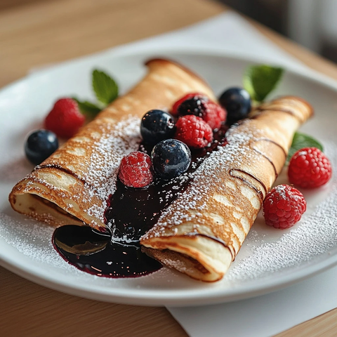 巧克力酱夹心煎饼配鲜果