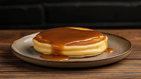 木桌上的甜饼与炼乳