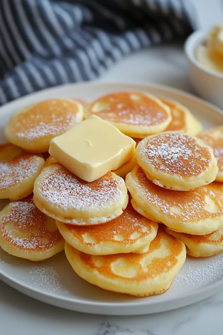 小松饼撒糖霜配黄油
