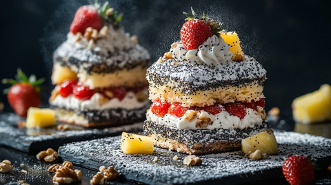 松软蛋糕草莓牛奶泡沫派