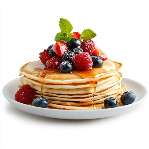 白色盘子上的堆叠薄饼