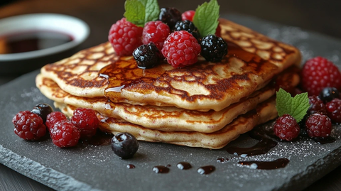 新鲜浆果煎饼石桌