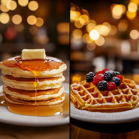 松软煎饼配脆皮华夫