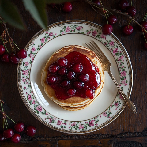 樱桃果酱点缀俯视图