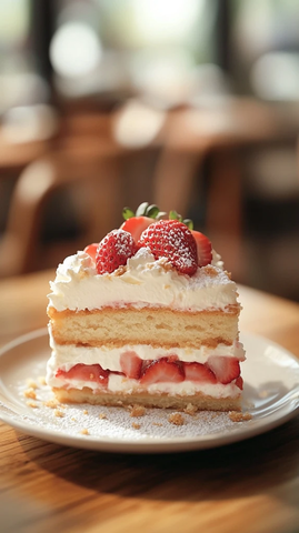 草莓奶油海绵蛋糕切片